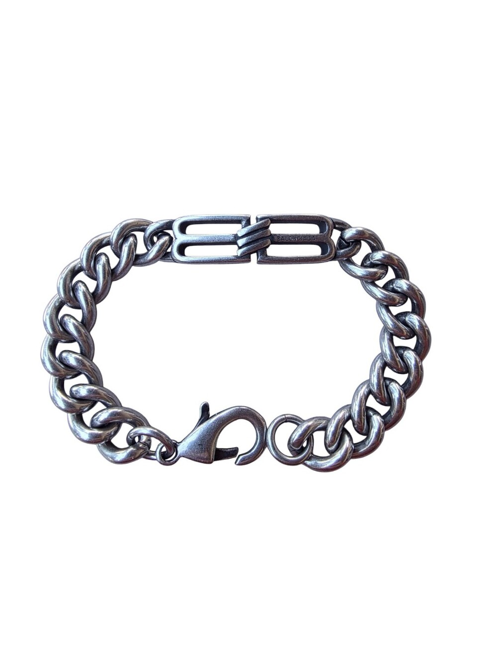 Balenciaga BB Icon Gourmette Bracelet in Antique Silver Unisex (Retails $550) - Picture 1 of 6